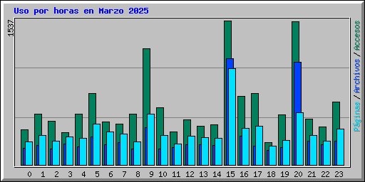 Uso por horas en Marzo 2025